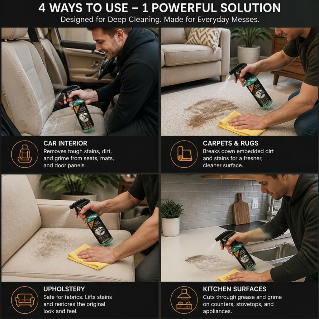 Heavy Duty All-Purpose Car Cleaner for Coffee Stains, Pet Messes & Everyday Grime