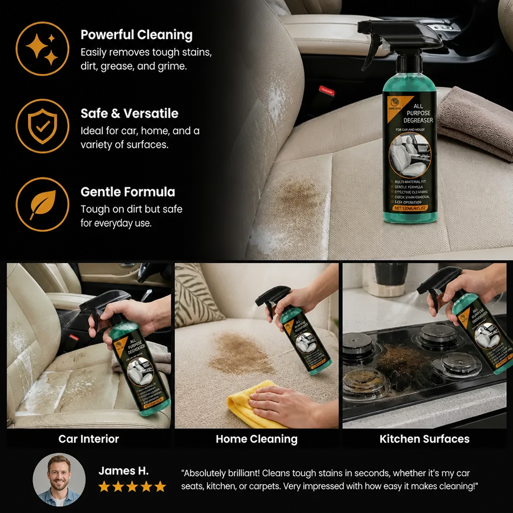 Heavy Duty All-Purpose Car Cleaner for Coffee Stains, Pet Messes & Everyday Grime